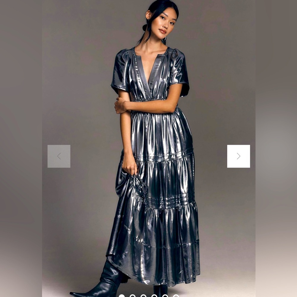Anthropologie The Somerset Maxi Dress: Metallic Edition